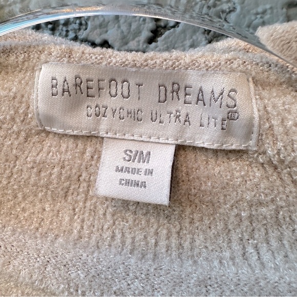 BAREFOOT DREAMS Cozy Chic Ultra Lite Shawl Pointelle Cardigan in Cream Stone S/M - Picture 11 of 13